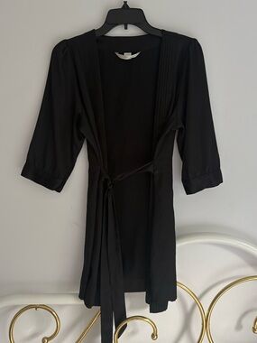 Y2K Victoria’s Secret black silky tie-front mini robe